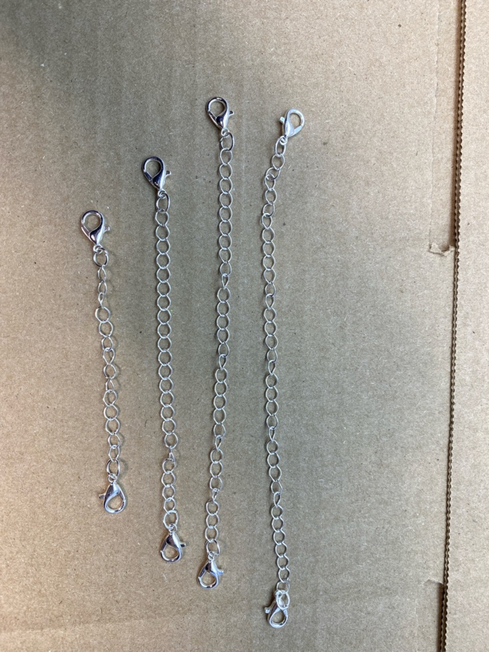 Adjustable Silver Extension Chains for Women's Necklaces - Pack of 4 - Picture 2 of 3